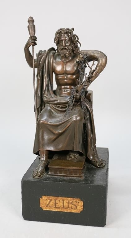 Appraisal: BRONZE STATUE OF ZEUS AT OLYMPIABronze statue of Zeus at