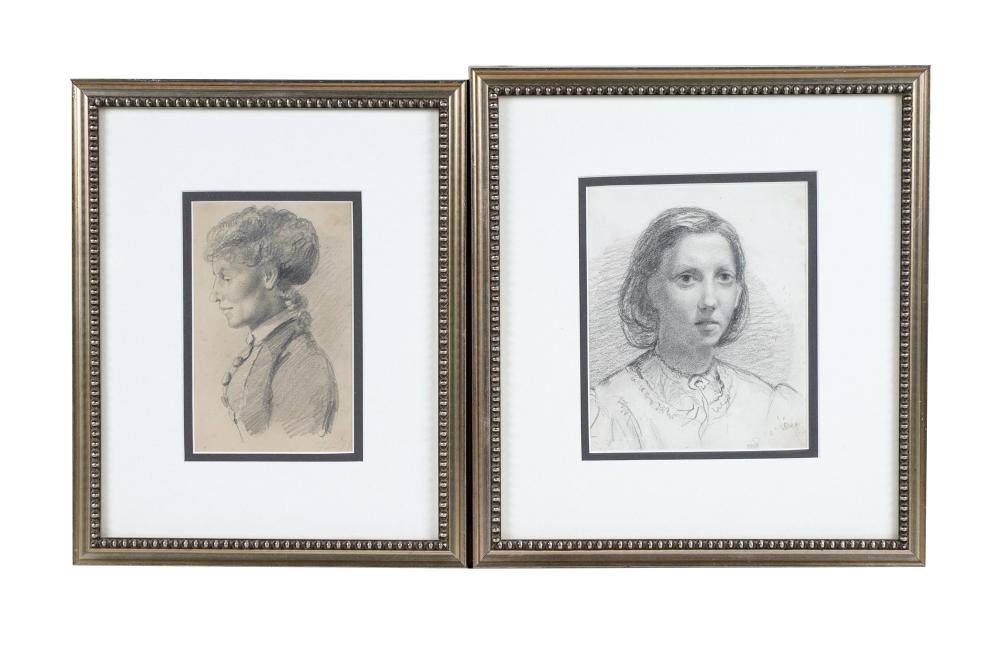 Appraisal: CHARLES JAMES RYAN TWO PORTRAITS pencil on paper each signed