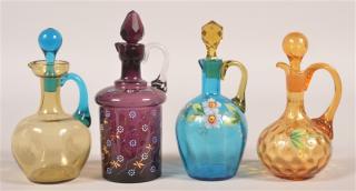 Appraisal: Four Various Victorian Art Glass Cruets Tallest measures - h