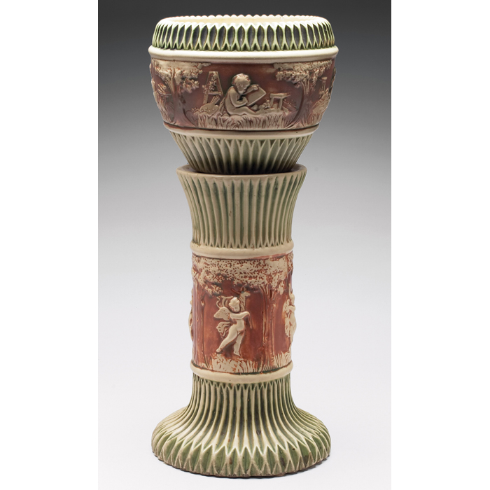 Appraisal: Roseville Donatello jardiniere and pedestal marked overall ''w x ''h