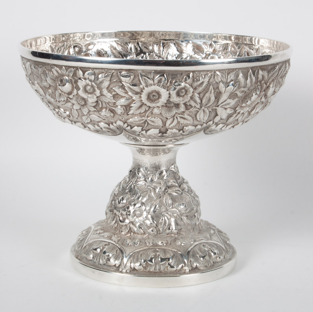 Appraisal: Tiffany Co repousse sterling pedestal bowl first half - th