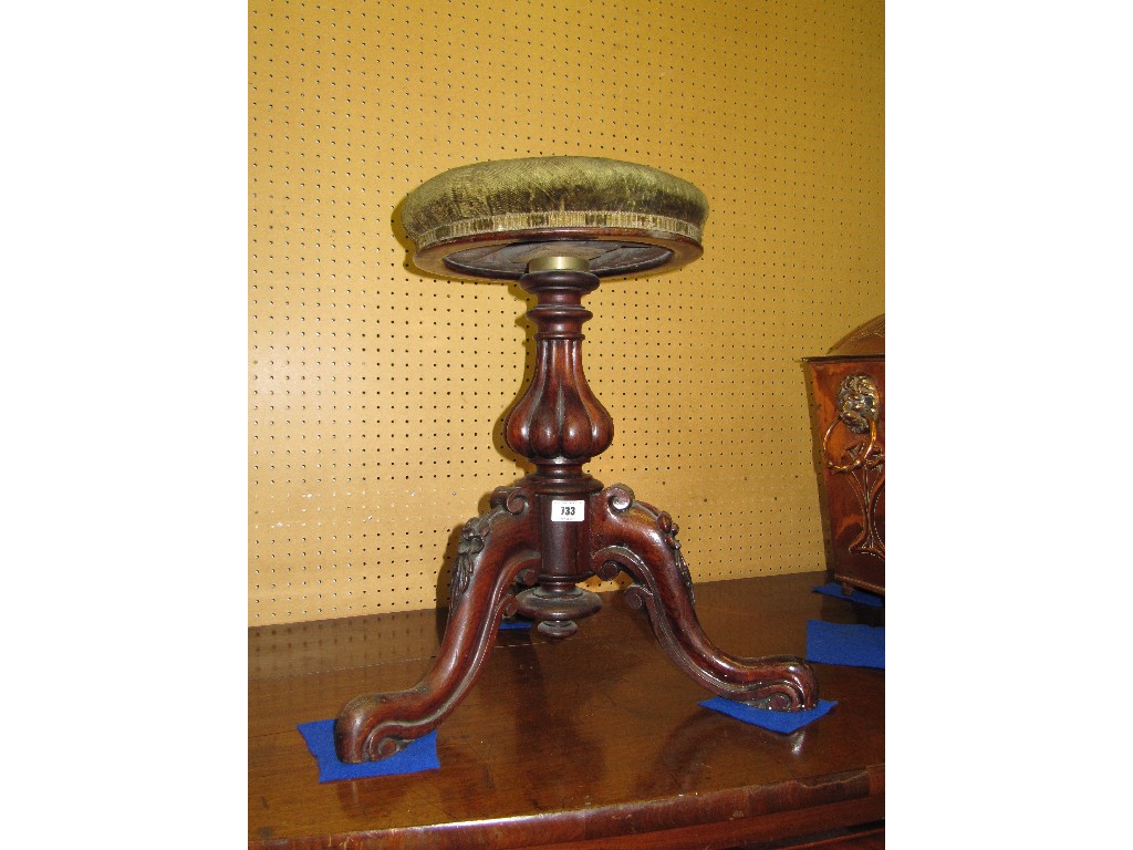 Appraisal: Victorian mahogany piano stool