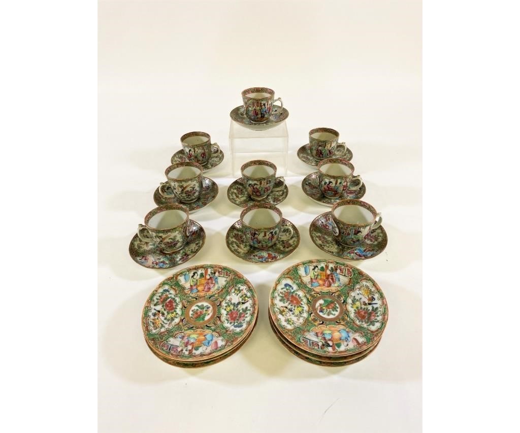 Appraisal: Nine Rose Medallion cups and saucers th c cups h