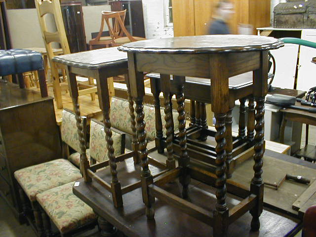 Appraisal: Two barley twist oak occasional tables