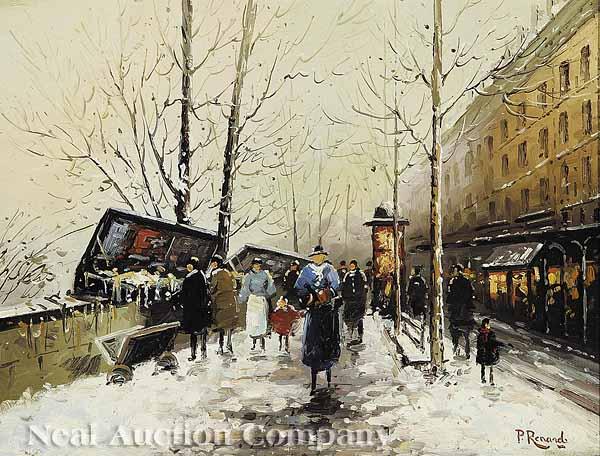 Appraisal: Paul Renard French - Parisian Street Scene oil on canvas