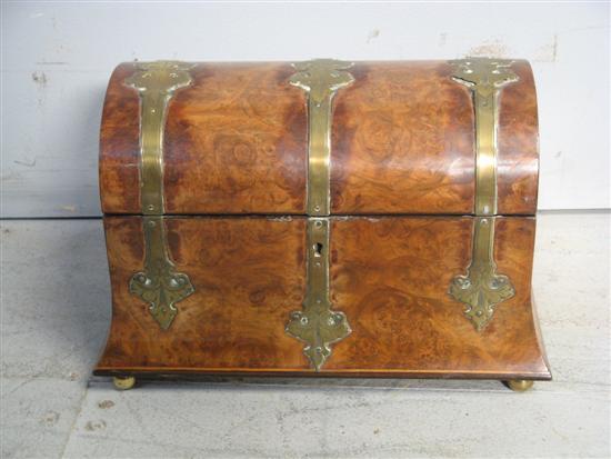 Appraisal: Walnut casket shaped tea caddy by Parkins Gotto of Oxford