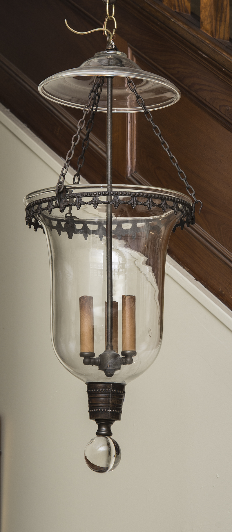 Appraisal: Regency Style Metal-Mounted Clear Glass Hall Lantern x in Provenance