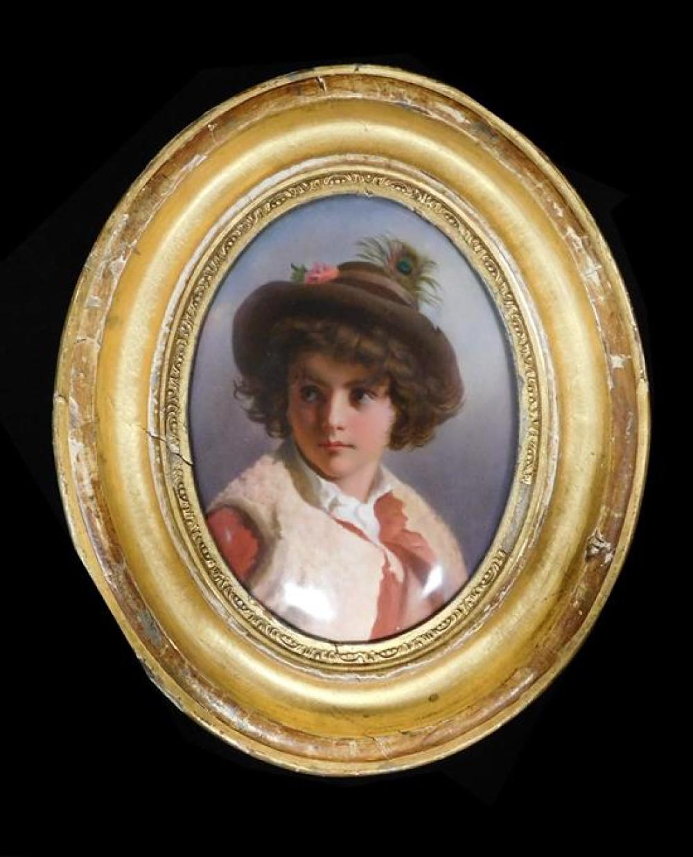 Appraisal: KPM porcelain plaque th C Young Tyrolean Boy with Hat