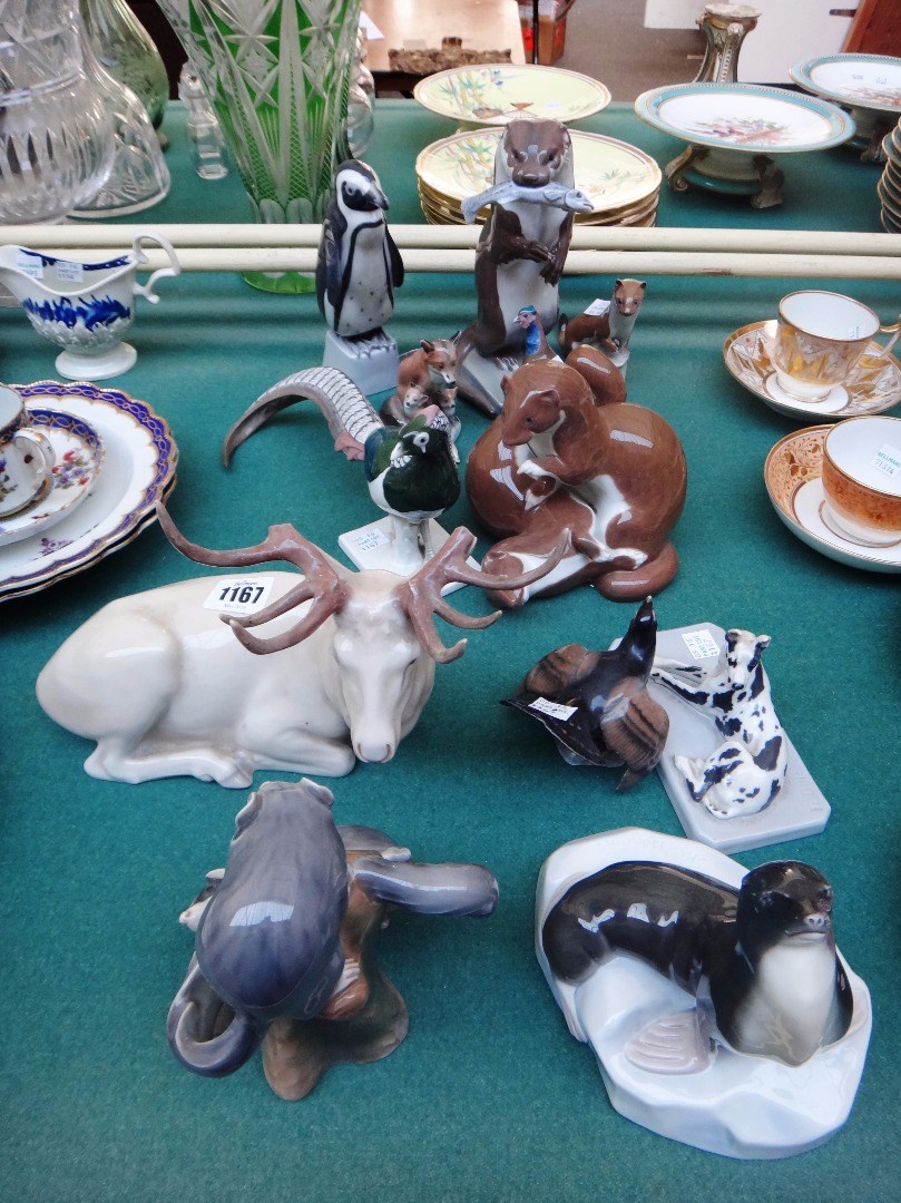 Appraisal: A collection of Heubach porcelain animals comprising a stag cm