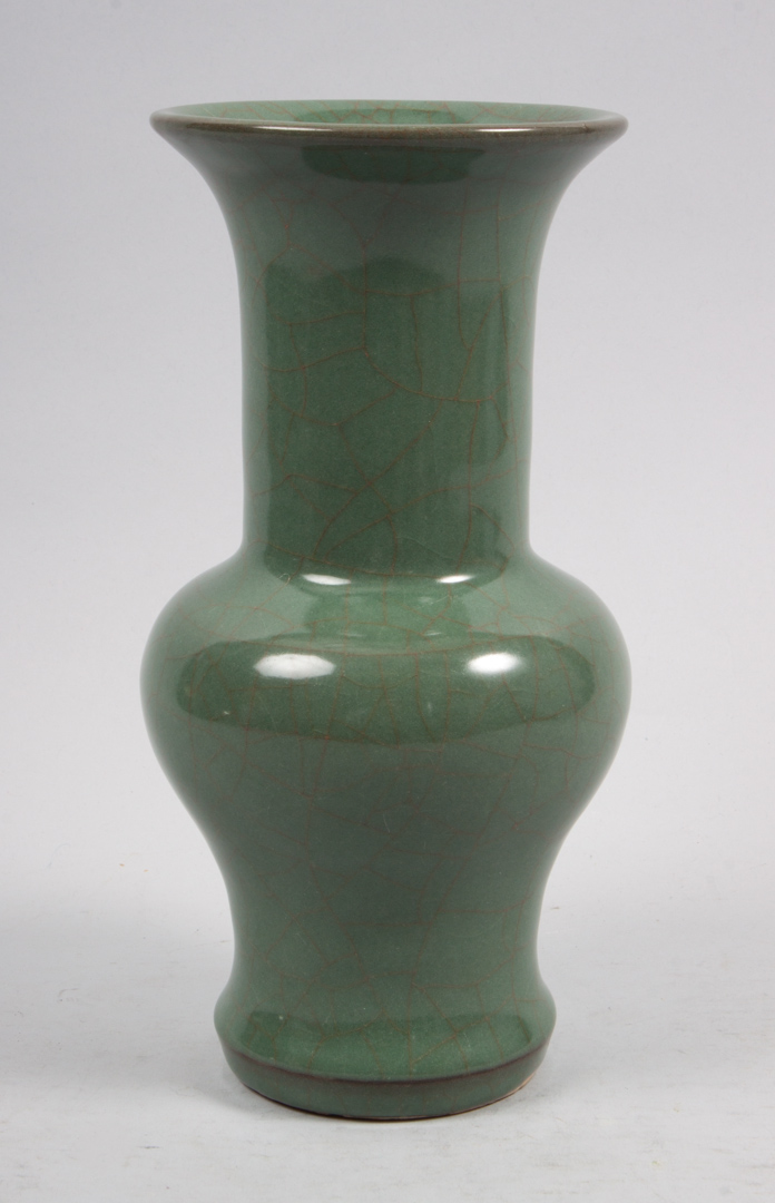 Appraisal: Chinese monochrome porcelain vase apple green with craquelure decoration in