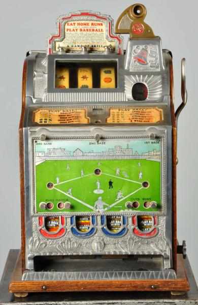 Appraisal: Mills -Column Front Baseball Slot Machine Description Working Exceptional original