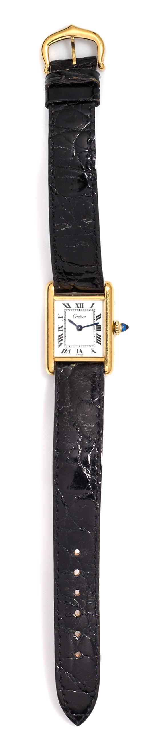 Appraisal: Sale Lot A Yellow Gold Plated Tank Wristwatch Cartier x