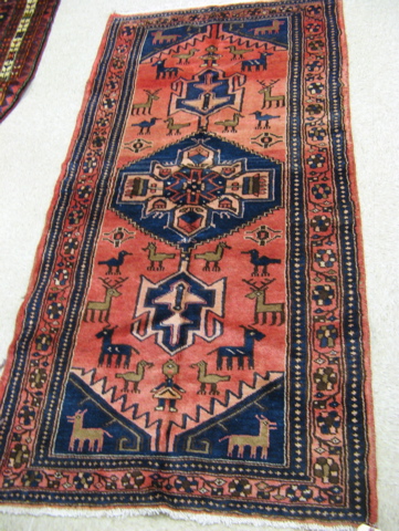 Appraisal: TWO PERSIAN TRIBAL AREA RUGS Hamadan province northwestern Iran sizes