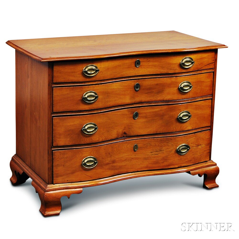 Appraisal: Chippendale Birch Serpentine Chest of Drawers New England late th