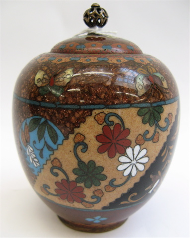 Appraisal: CHINESE CLOISONNE MINIATURE COVERED JAR with lid inches ht The