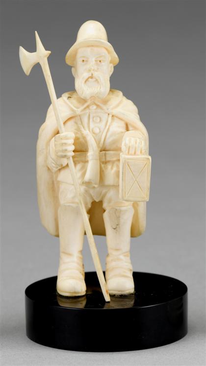 Appraisal: German carved ivory figure late th century Depicting a caped