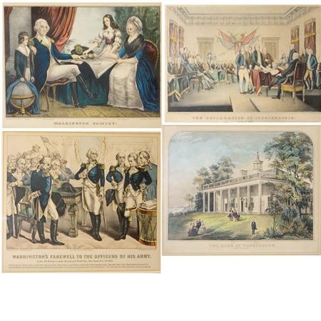 Appraisal: Currier Ives Three hand-colored lithographs Together with N Currier DECLARATION