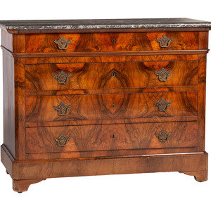 Appraisal: A Louis Philippe Figured Walnut Marble Top Chest of Drawers