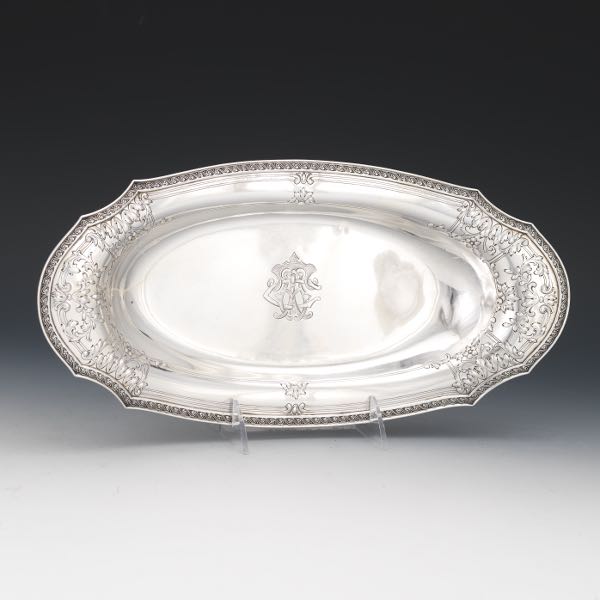 Appraisal: GORHAM STERLING SILVER OVAL BREAD TRAY x x Boat form