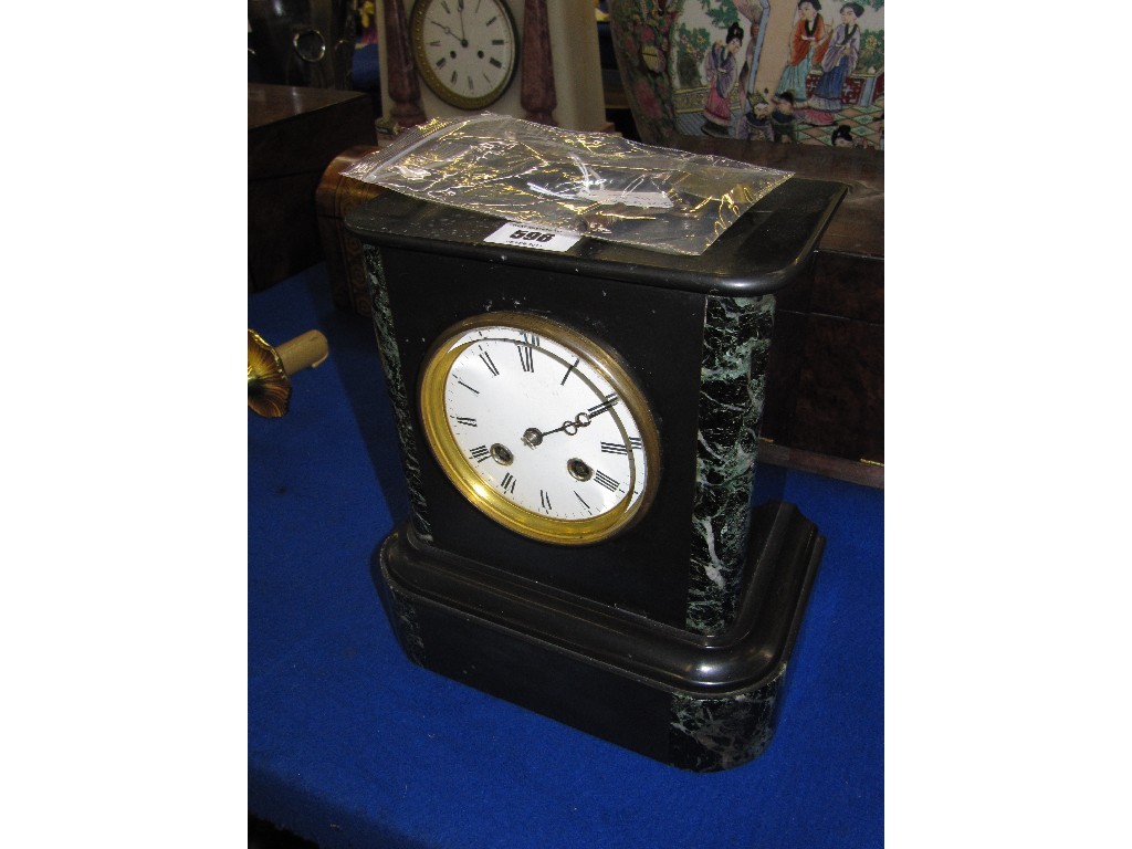 Appraisal: Slate and marble mantle clock