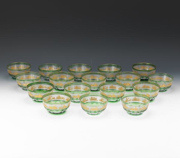 Appraisal: SEVENTEEN VAL ST LAMBERT CRYSTAL BOWLS DANSE DE FLORE GREEN