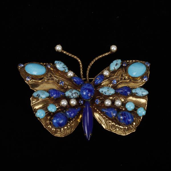 Appraisal: Original by Robert gilt butterfly figural brooch pin with blue