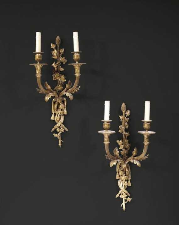 Appraisal: PAIR OF APPLIQUES late Louis XVI Paris th century Matte