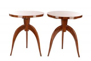 Appraisal: Pair of Art Deco Style Tripod Occasional Tables Continental second