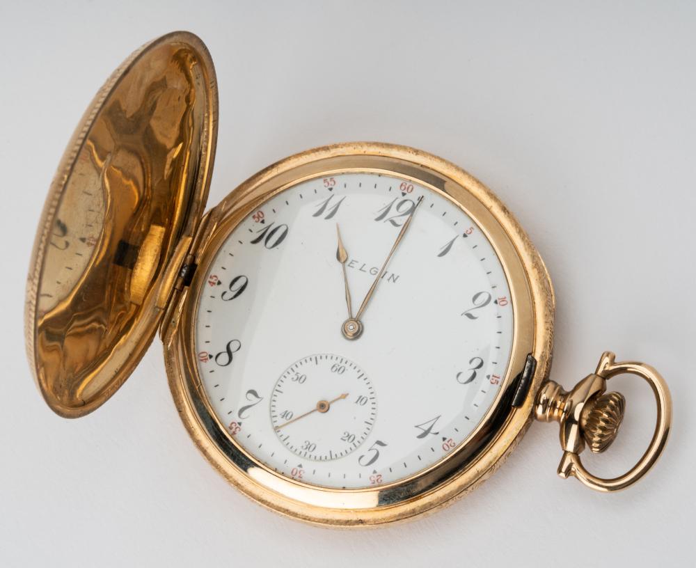 Appraisal: ELGIN KARAT YELLOW GOLD POCKET WATCH mm round white porcelain