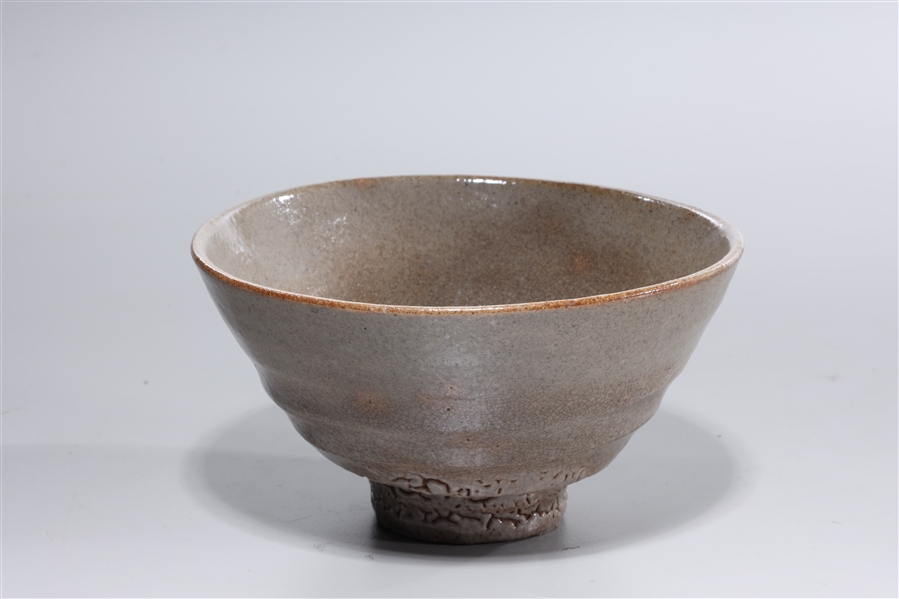 Appraisal: Korean glazed ceramic footed bowl crackle glaze x approx Condition