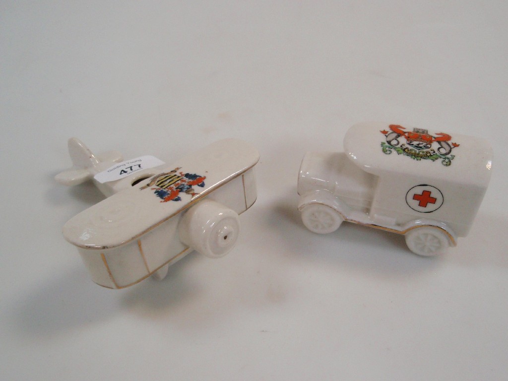 Appraisal: A Shelley china crested model of a WWI aeroplane with