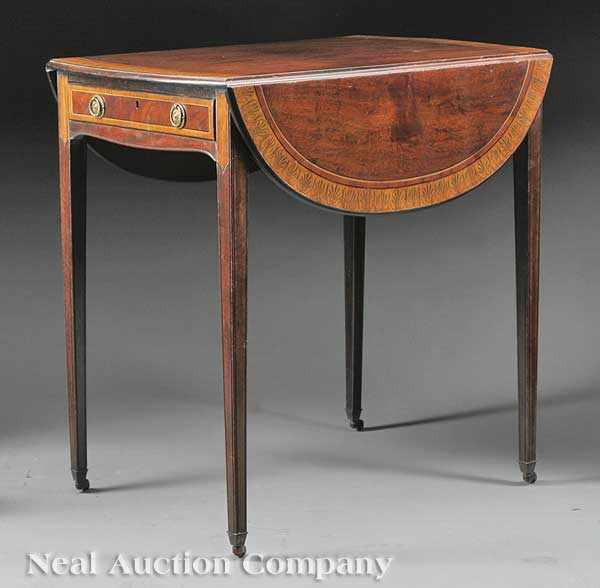 Appraisal: A Fine George III Figured and Inlaid Mahogany Pembroke Table