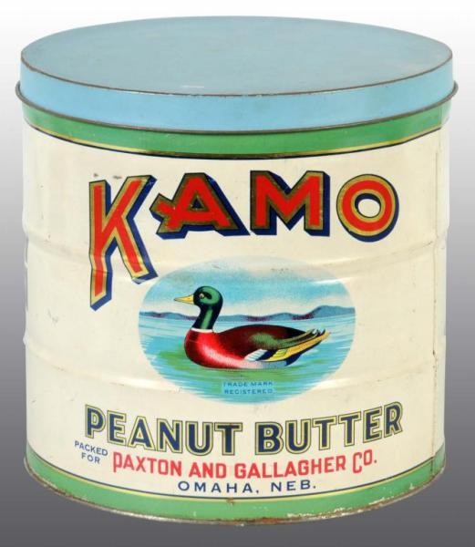 Appraisal: -Pound Kamo Lidded Peanut Butter Tin Description Packed for the