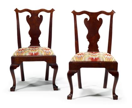 Appraisal: Pair of transitional walnut side chairs pennsylvania th century With