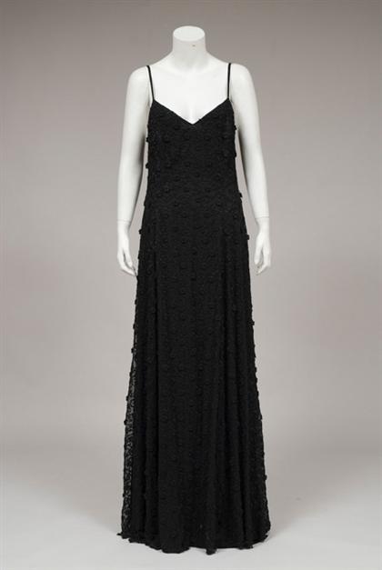 Appraisal: Escada Couture black evening dress s Full-length black silk gown