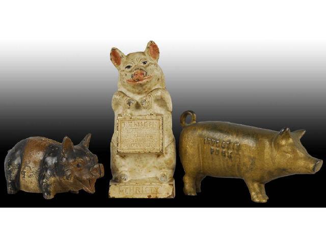 Appraisal: Lot of Cast Iron Pig Still Banks Description Includes Hubley