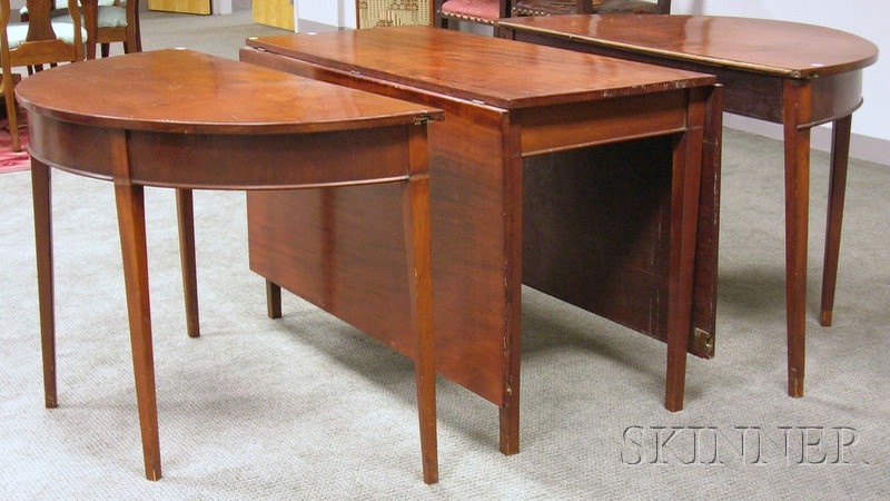 Appraisal: Federal Mahogany Three-Part Banquet Table comprised of two D-shaped ends