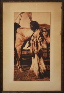 Appraisal: Edward S Curtis - sepia toned photogravure print of Plains