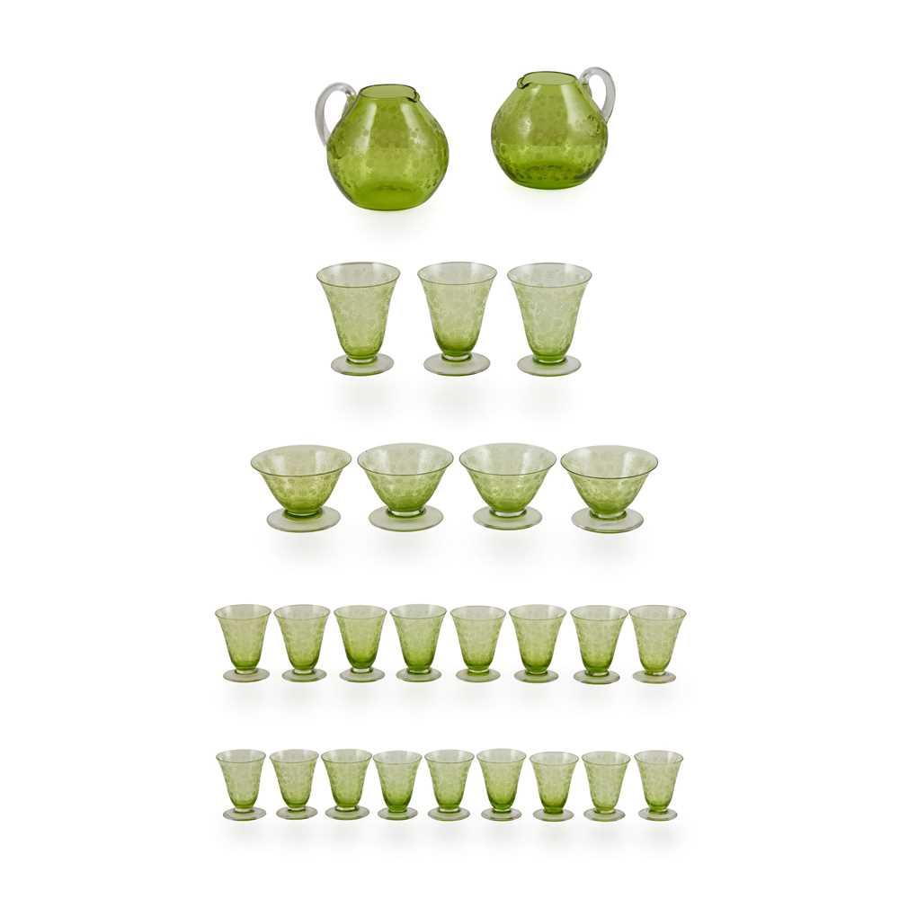 Appraisal: BACCARAT PARIS SUITE OF GLASSWARE CIRCA etched green and clear