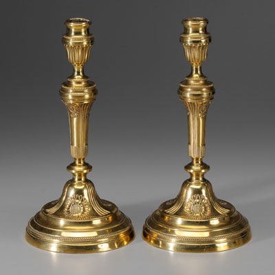 Appraisal: Pair French brass candl