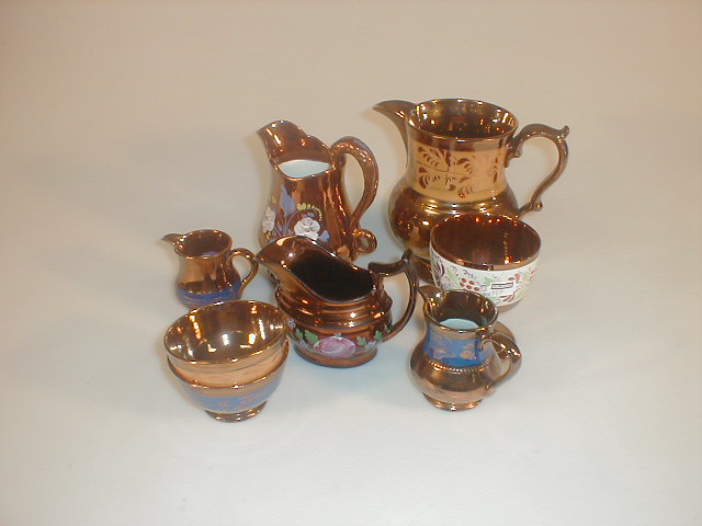 Appraisal: A group of thC copper lustre wares including a cream