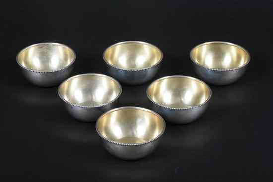 Appraisal: SIX GORHAM STERLING SILVER DESSERT BOWLS A pattern With beaded