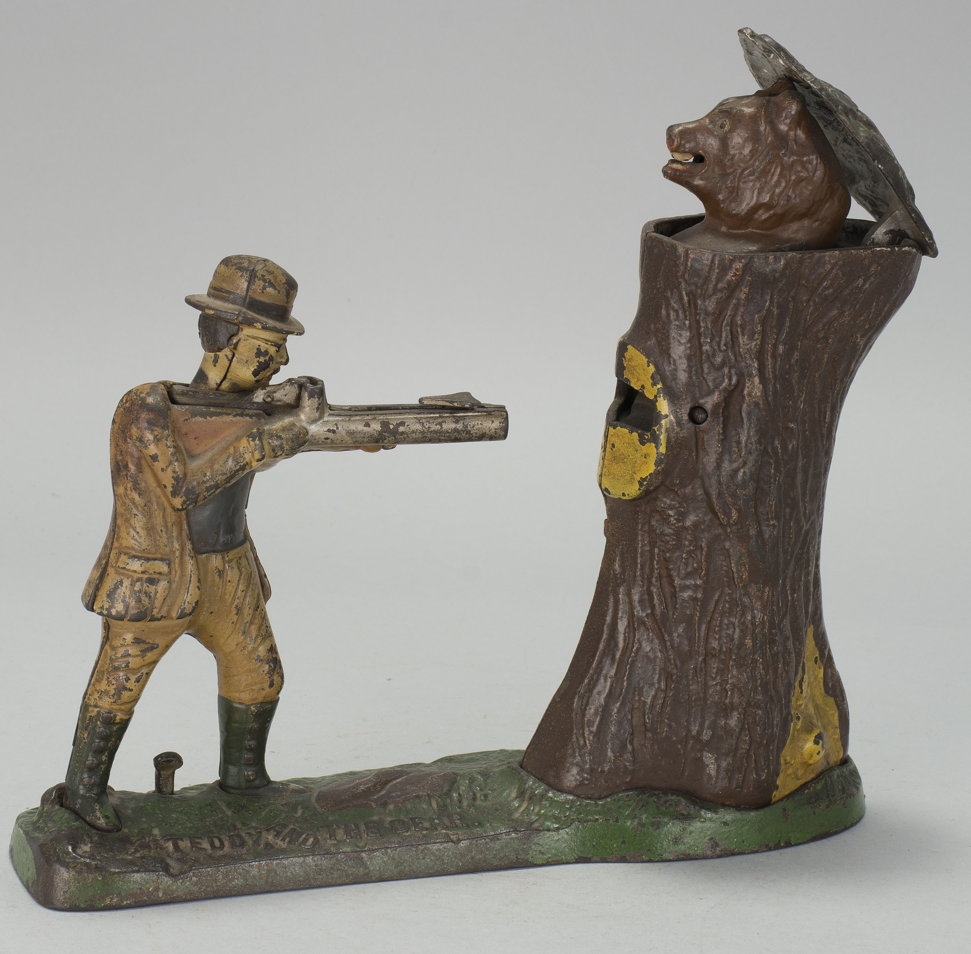 Appraisal: TEDDY AND THE BEAR CAST IRON MECHANICAL BANK Patented By