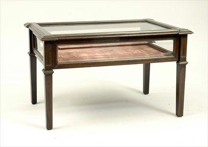 Appraisal: Neoclassical-Style Brass-Inlaid Mahogany Vitrine Table Reduced in height x x