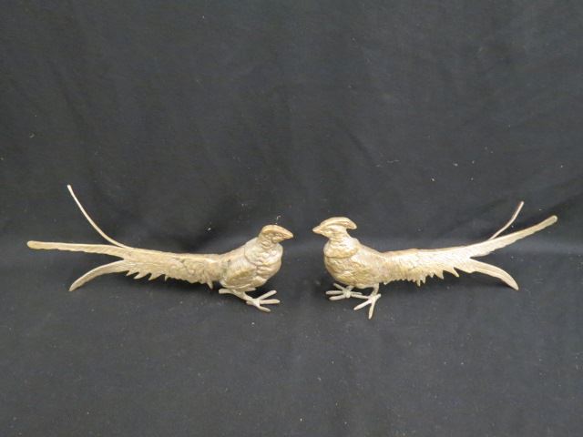 Appraisal: Pair of Brass Figurines of Pheasants long