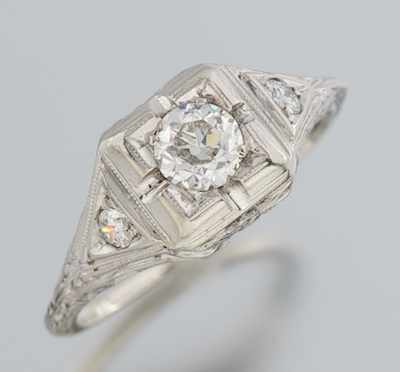 Appraisal: An Art Deco Diamond Ring k white gold ring in