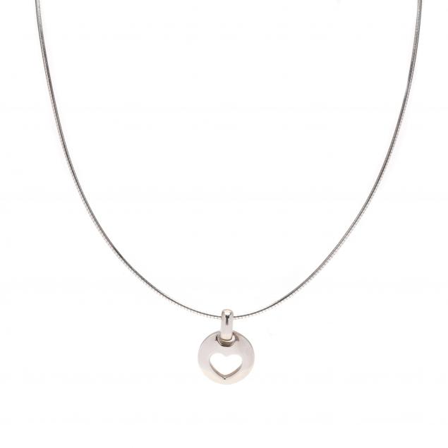 Appraisal: Sterling Silver Necklace and Heart Pendant Tiffany Co The thin