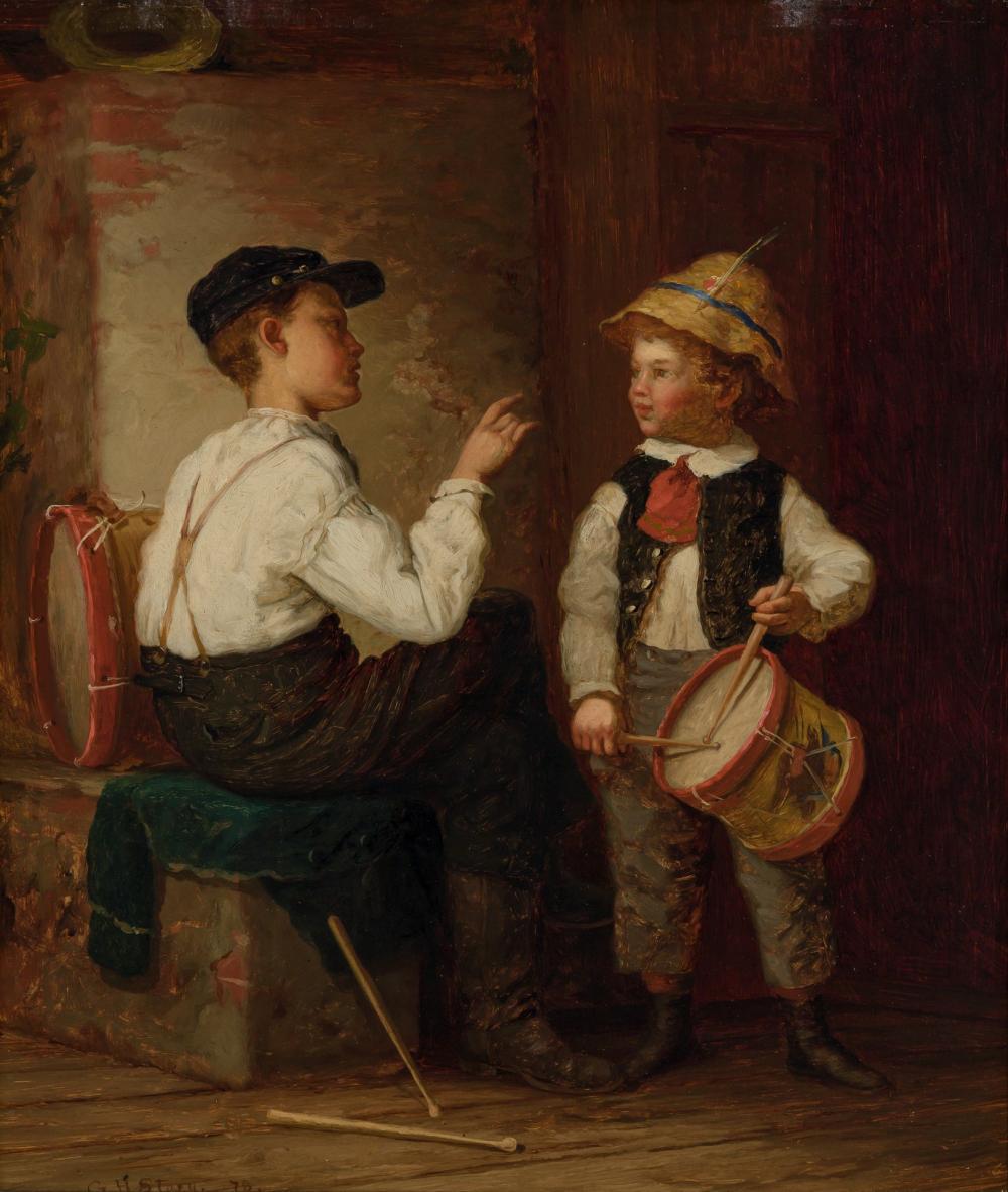 Appraisal: GEORGE HENRY STORY American - Boys with Drums Soldier Hat