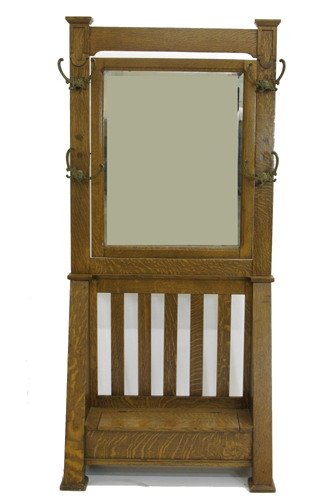 Appraisal: A MISSION OAK HALLSTAND American c The top half has