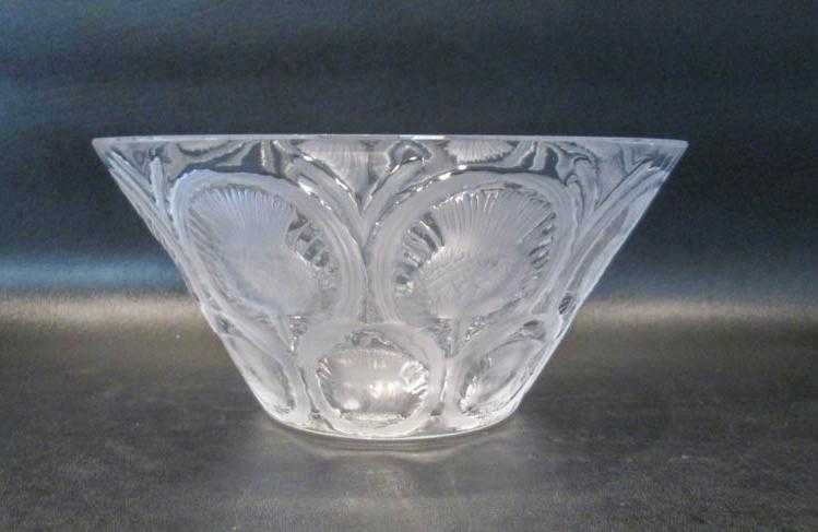 Appraisal: LALIQUE CRYSTAL THISTLE BOWL engraved Lalique France Dimensions D x